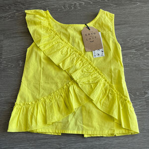 Coco Au Lait Top Girls 10 Years Ruffle Sleeveless Open Back Yellow